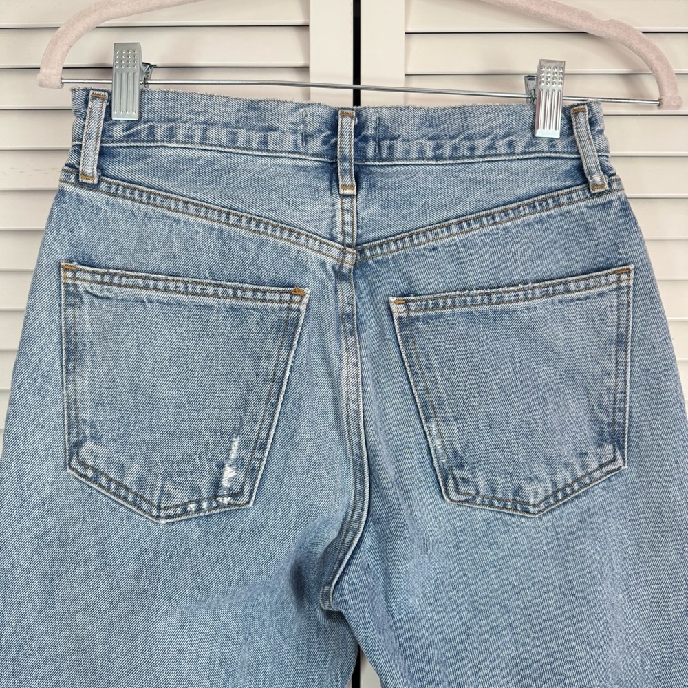 AGOLDE Lana Straight Leg Ankle Raw Hem Blue Jean Distressed Edges Size 25 - Picture 9 of 12